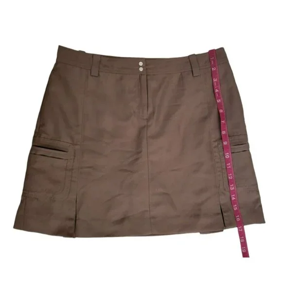 IZOD XFG Women's Athletic Golf Tennis Inner Shorts Cargo Skirt Dark Brown Sz 4 - Picture 9 of 13